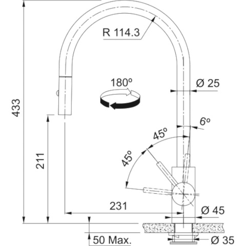  Franke Studio Bateria Eos Neo M pull out złota 115.0681.244