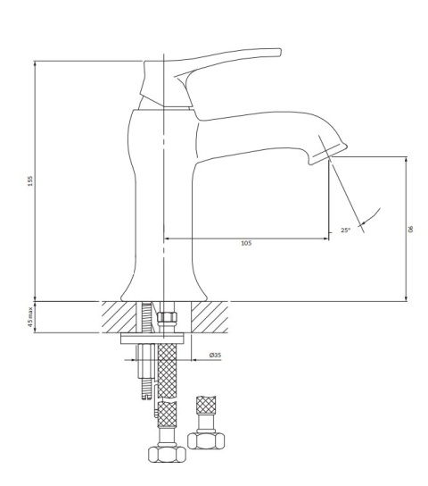Omnires Art Deco Bateria umywalkowa miedż antyczna AD5110ORB