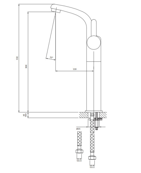 Omnires Darling Bateria umywalkowa wysoka, 33cm złota DA5013GL
