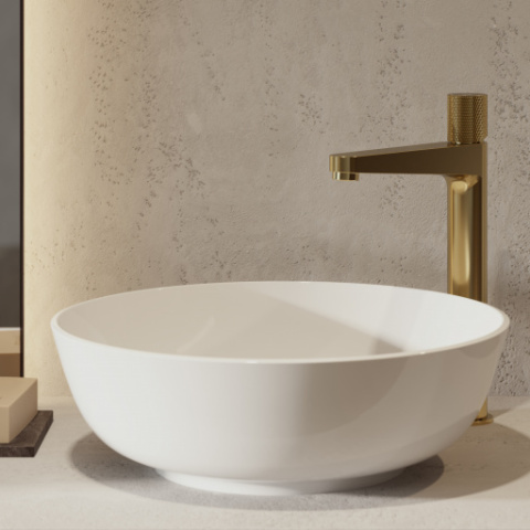 Omnires Silk M+ Umywalka nablatowa, ø40 cm biały połysk SILKR400BP