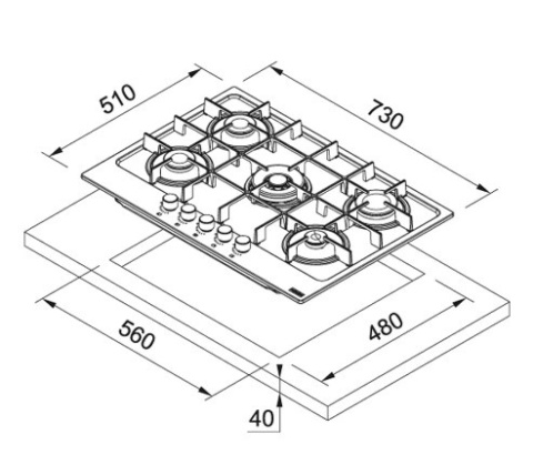  FRANKE studio Maris FHMA 755 4G DC MB C Płyta gazowa Czarny mat 106.0670.113
