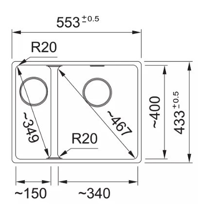  FRANKE studio Maris MRG 160-34-15 Zlewozmywak podwieszany Fragranit+ Kamienny szary 125.0687.266