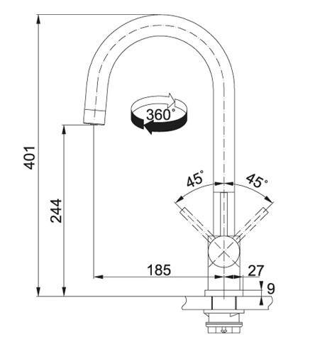  FRANKE studio Zestaw Eos Clear Water z filtrem bateria kuchenna z filtrem Stal szlachetna 120.0637.656