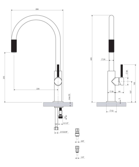 Omnires Switch bateria kuchenna stojąca do podłączenia zestawu filtrującego chrom SW9057CR