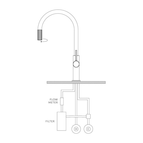 Omnires Switch bateria kuchenna stojąca z zestawem filtrującym miedź SW9057-FD1CP