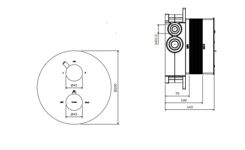 Omnires Y termostatyczny system prysznicowy podtynkowy miedź SYSYT05CP
