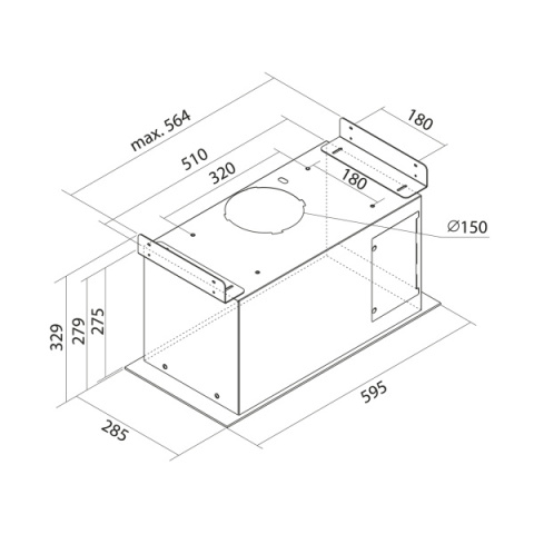 Toflesz okap 59.5cm Astro Eco Czarny mat