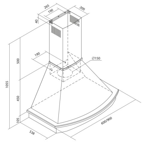 Toflesz okap 60cm Rustical Rodeo Biały Mat