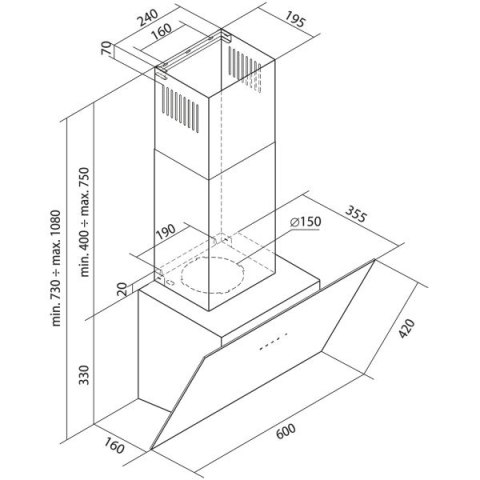 Toflesz okap 80cm Fiera Sprint Czarny
