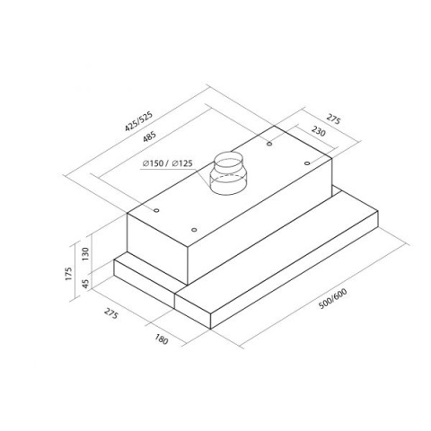 Toflesz okap Vega Glass 60cm Inox: białe szkło