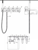 Omnires Y bateria wannowa 5-otworowa podtynkowa z krótką wylewką, chrom Y1237/1SCR