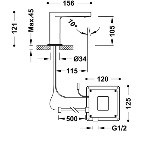 Tres Class Bezdotykowa bateria umywalkowa elektroniczna chrom 20560301