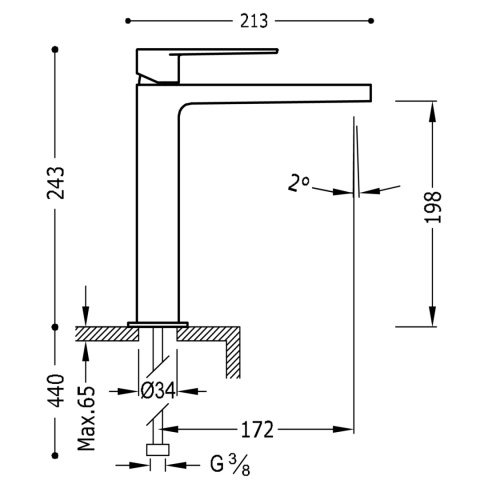 Tres Class-Tres bateria umywalkowa stojąca wysoka chrom 20510303