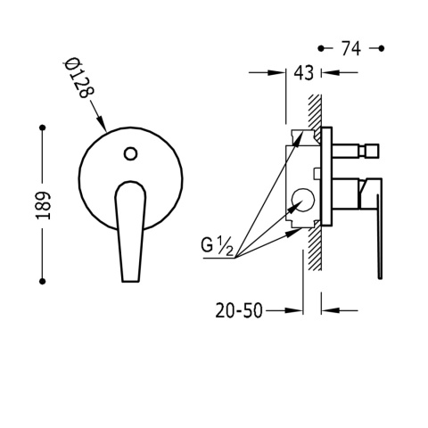 Tres Class-Tres bateria wannowo-prysznicowa podtynkowa chrom 205.180.01