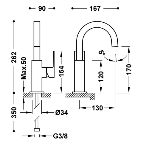Tres Cuadro-Tres Bateria umywalkowa kolor chrom 106605