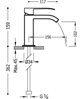 Tres Cuadro-Tres Jednouchwytowa bateria umywalkowa chrom 00610101