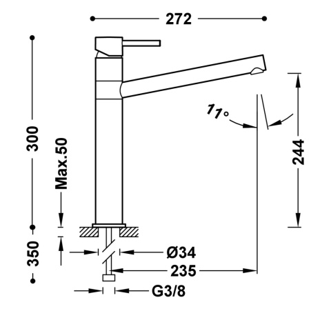 Tres Essential bateria kuchenna stojąca chrom 08333301