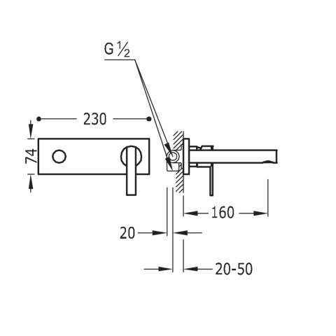 Tres Lex Tres bateria umywalkowa podtynkowa chrom 08120001