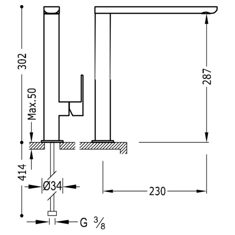 Tres Loft-Tres Bateria umywalkowa chrom 20020503