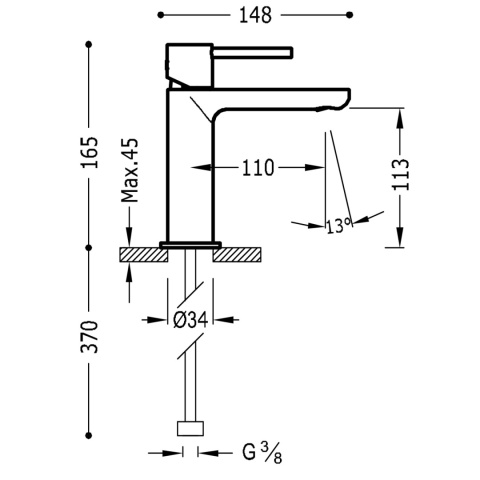 Tres Max-Tres Jednouchwytowa bateria umywalkowa i korkiem automatycznym chrom 062.103.02.D