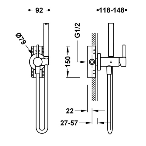 Tres Max Tres bateria bidetowa podtynkowa chrom 134122