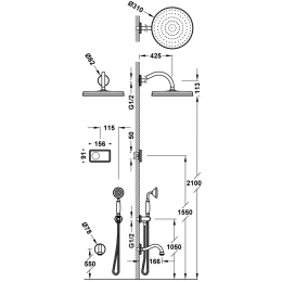 Tres Shower Technology Podtynkowy termostatyczny elektroniczny zestaw prysznicowy chrom 09226301
