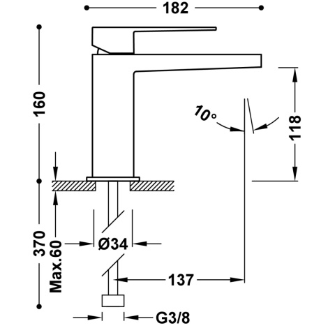 Tres Slim-Tres Bateria umywalkowa chrom 20210301