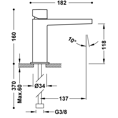 Tres Slim-Tres Bateria umywalkowa chrom 20210302