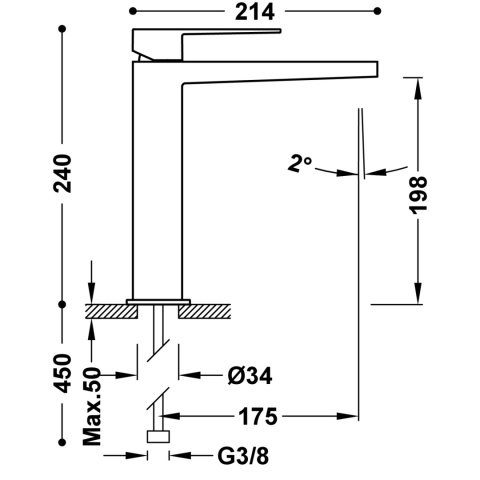 Tres Slim-Tres Bateria umywalkowa chrom 20210303