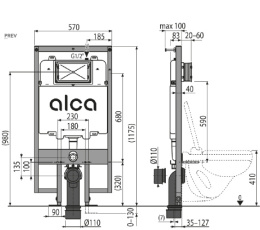 Alcaplast SLIM Podtynkowy system instalacyjny do suchej zabudowy (karton-gips) AM11011200