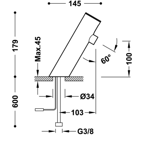 TRES ELECTRONIC ZESTAW BATERII ELEKTRONICZNEJ 1-DROŻNEJ UMYWALKOWEJ CHROM 39210391