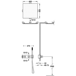 Tres B-System zestaw prysznicowy podtynkowy termostatyczny z deszczownicą chrom 30725206