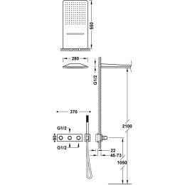 Tres B-System zestaw prysznicowy podtynkowy termostatyczny z deszczownicą chrom 30725305