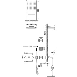 Tres B-System zestaw prysznicowy podtynkowy termostatyczny z deszczownicą chrom 30725405