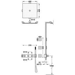 Tres B-System zestaw prysznicowy podtynkowy termostatyczny z deszczownicą chrom 30725406