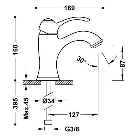 Tres Clasic bateria umywalkowa chrom 24210301