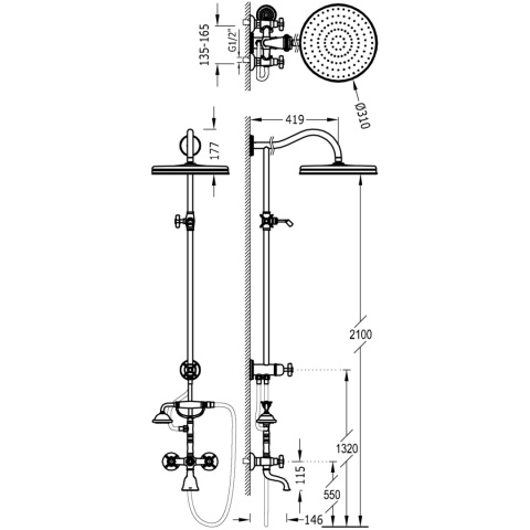 Tres Clasic komplet natryskowy z baterią wannową chrom 24217602