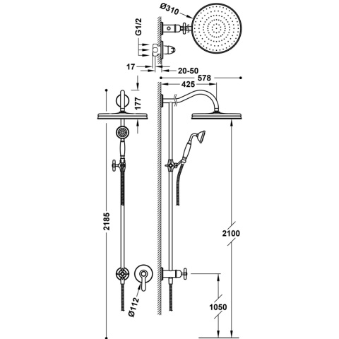 Tres Clasic zestaw natryskowy retro chrom 24217703