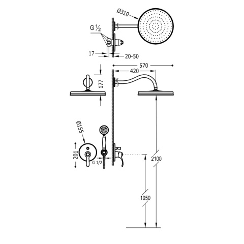 Tres Clasic zestaw natryskowy retro chrom 24218003