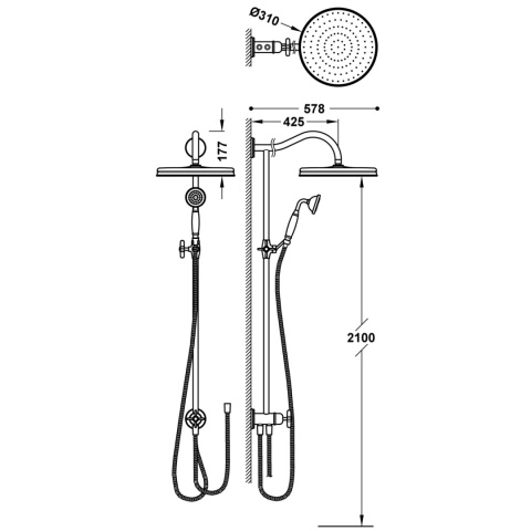Tres Monoclasic zestaw prysznicowy ścienny chrom 24247601