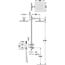 Tres Therm-Box zestaw prysznicowy podtynkowy termostatyczny z deszczownicą czarny mat 21125004NM