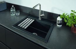 Villeroy & Boch Zlewozmywak SUBWAY Style 60S MAN. pure black PREMIUMLINE, ociekacz aluminium VB-3366 01 R7