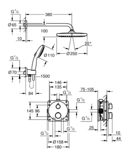 Grohe Grohtherm Zestaw prysznicowy termostatyczny podtynkowy z deszczownicą chrom 34872000