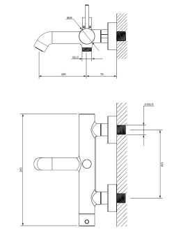 OMNIRES Y bateria wannowa z zestawem prysznicowym miedź szczotkowana Y1231CPB