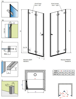 Radaway Arta DWB drzwi wnękowe 100 cm lewe chrom+/szkło przezroczyste 386152-03-01L