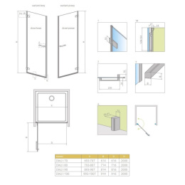 Radaway Arta DWJ I drzwi wnękowe 70 cm lewe chrom+/szkło przezroczyste 386070-03-01L