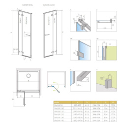 Radaway Arta DWJ II drzwi prysznicowe 120 cm ze ścianką stałą lewe chrom+/szkło przezroczyste 386444-03-01L/386012-03-01L