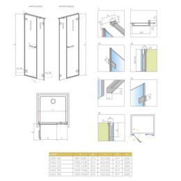 Radaway Arta DWS drzwi prysznicowe 140 cm ze ścianką stałą prawe chrom+/szkło przezroczyste 386828-03-01R/386095-03-01R