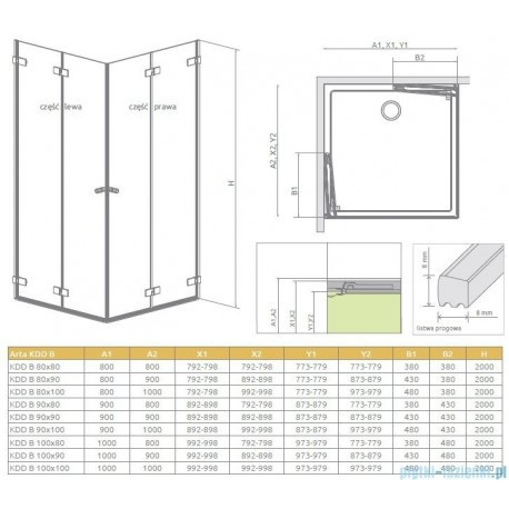 Wpisz KOD: PROMO - 10% Radaway Arta KDD B drzwi prysznicowe 80 cm prawe do kabiny narożnej chrom+/szkło przezroczyste 386160-03-01R