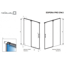 Wpisz KOD: PROMO - 10% Radaway Espera Pro DWJ drzwi ze ścianką 120 cm wnękowe lewe chrom/szkło przezroczyste 10090120-01-01L/10091120-01-01L